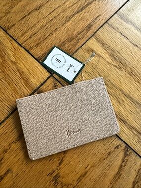 Harrods Pebbled Card Holder in Nude Blush